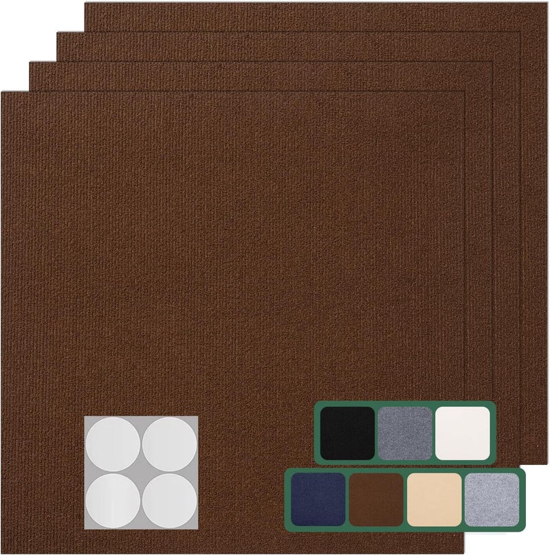 VallisCo Carpet Tile 10 Pack 24” X 24” Self Adhesive Carpet Floor Tiles Anti-Slip Squares Peel and Stick Floor Tilel DIY Installation for Bedroom(Brown) - Image 1